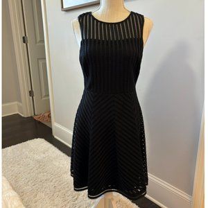 Guess Black Lace Overlay Fit & Flare Dress